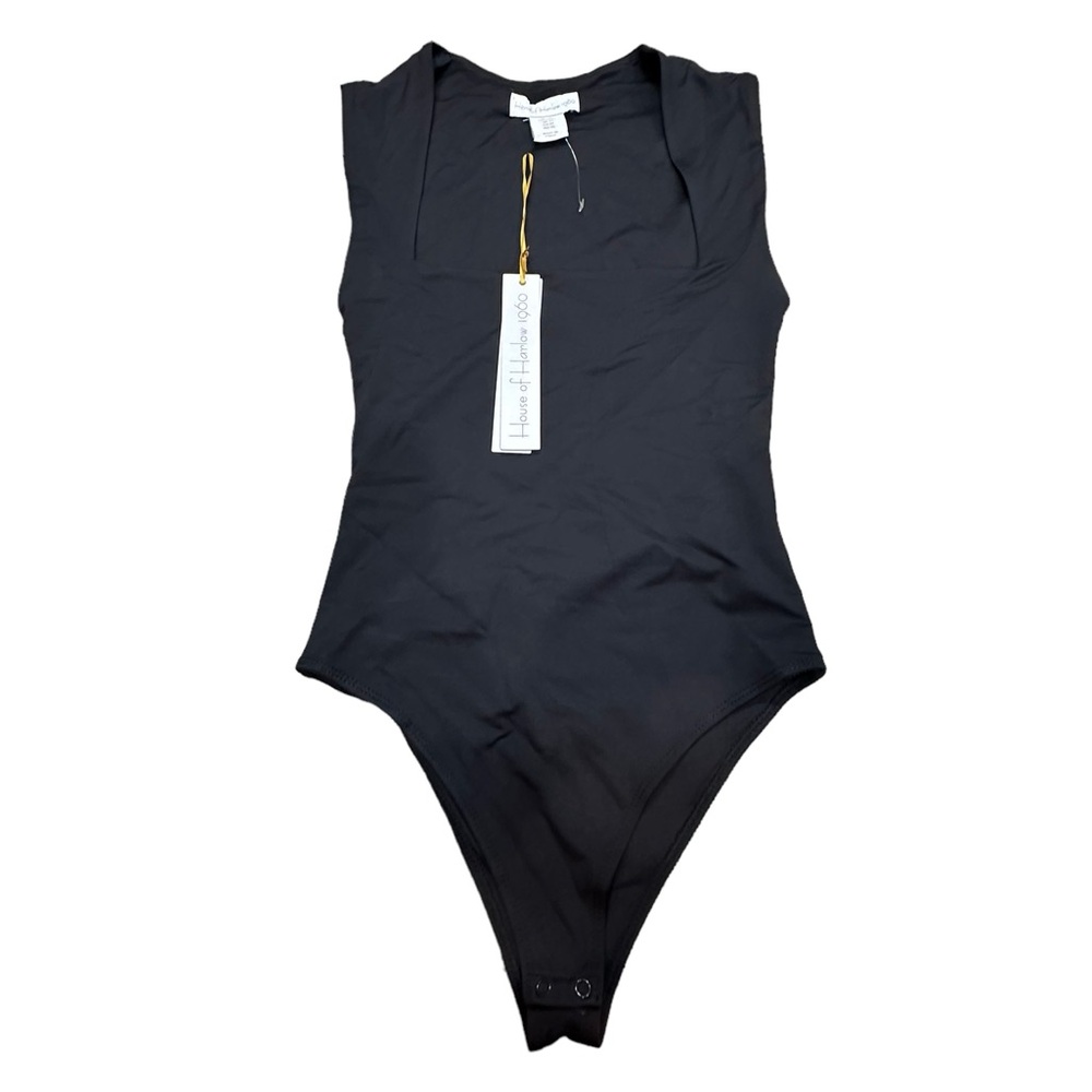 House of Harlow 1960 Square Neck Black Bodysuit